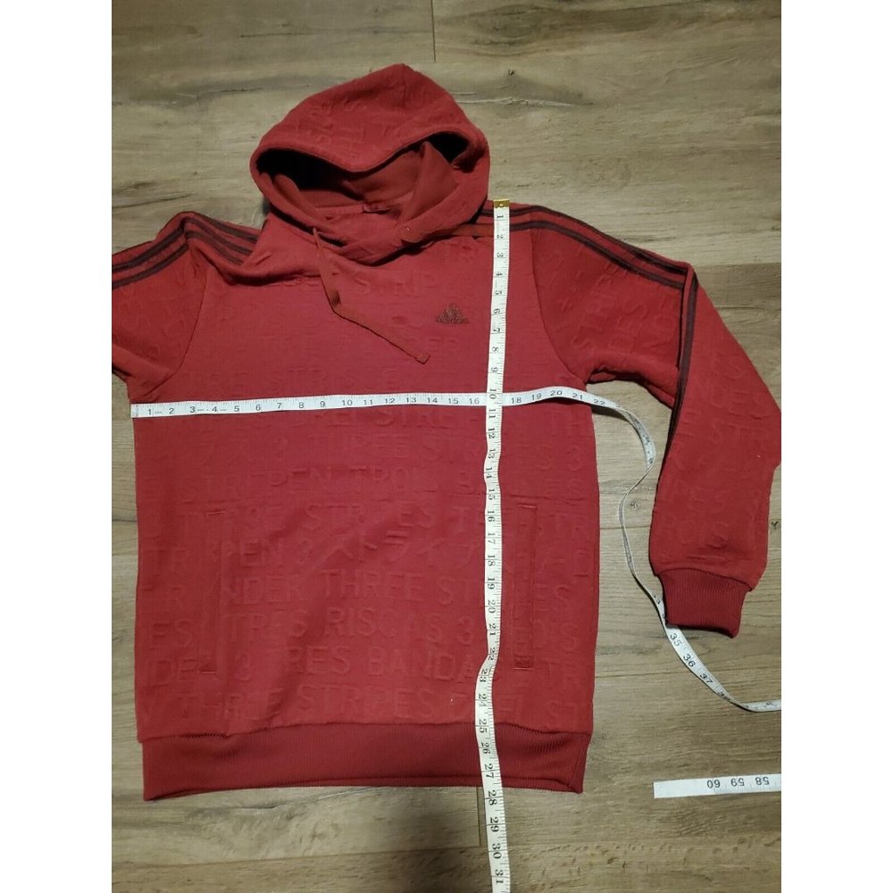 Adidas Maroon Big Badge Of Sport Textured 3 Stripe Pullover Hoodie Men's No sz.L - Picture 3 of 6